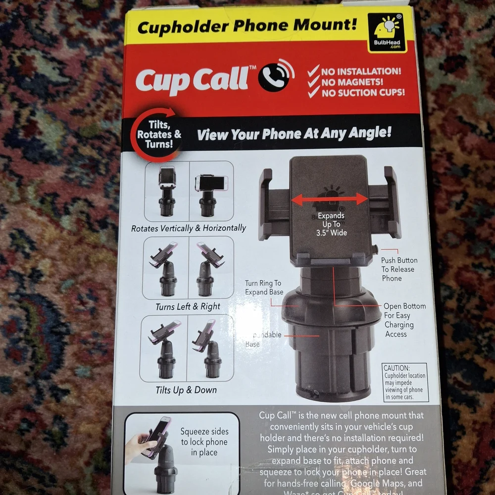 Universal Cup Holder Phone Mount - Black